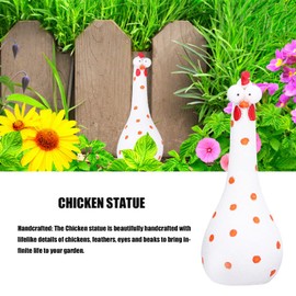 BORDSTRACT Chicken Statue, Handmade, Longnecked Chicken, Big Eye, Stupid Chicken, Decor, Micro Landscape, Ornament for Home, Outdoor, Garden, Backyard, Yard Art Decorations (White)