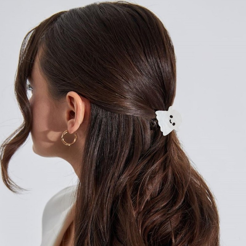 Cute Ghost Hair Clips Halloween Hair Accessories Acrylic White Design