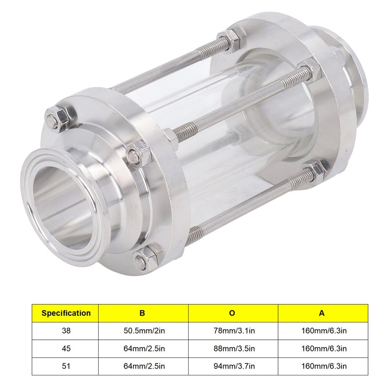 In Line Sight Glass Food Grade 304 Stainless Steel Omnidirectional
