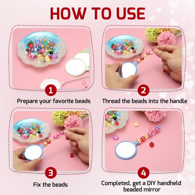 uxcell 2 Pack Beadable Mirrors with Handle, 5.7 Inch Long