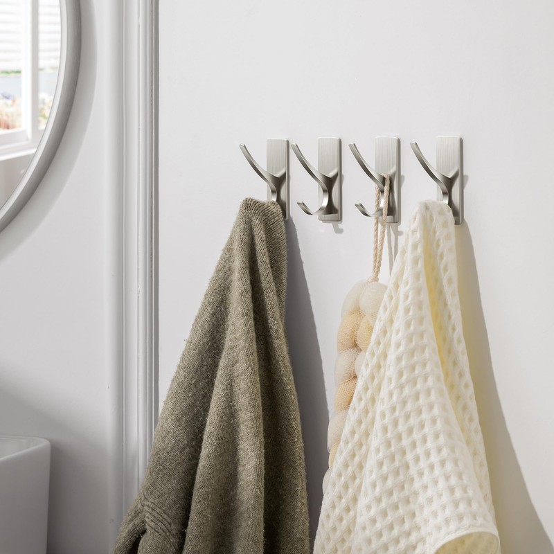 Josmimic Self Adhesive Towel Hooks: Extra Strong 13LB, Stainless Hook