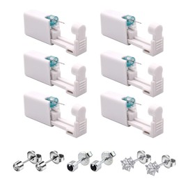 Set of 6 ear piercers, comes with 3 pairs of rivets, ear piercing gun kit, self-piercing, piercing gun with crystal stud earrings, ear hole piercing set, earring piercing set, pircing gun set