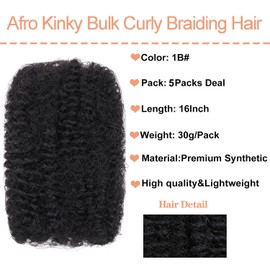 Mscat 16 Inch 5 Bundles Afro Kinky Curly Braiding For Spring Twist Hair Dreadlocks Extensions Repair Locs