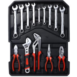 969-Piece Rolling Tool Set with Storage Case, 4-Drawer Tool Box with Wheels, Professional Home Repair Kit with Screwdrivers, Wrenches and Pliers, Black