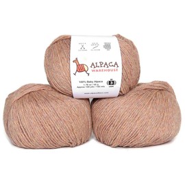 Juego de 3 madejas de lana de alpaca 100% para bebé, fabricado en Perú, suave y perfecto para tejer y ganchillo (Heather Peach, DK)