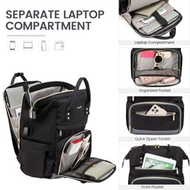 LOVEVOOK Laptop Backpack for Women Backpack Purse 15.6 Inch Upgraded Travel Work Backpack Nurse Teacher Bag Large Capacity Computer Backpack with USB Port