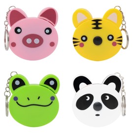Honbay 4PCS Plastic Retractable Measure Tapes Cartoon Animal Body Measuring Tapes with Keyring for Cloth Body Tailor Sewing Craft Measuring Tools (4 Style)