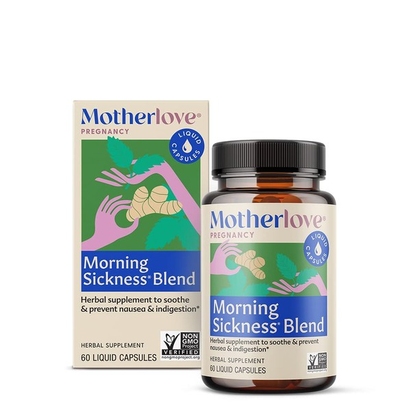 Motherlove Morning Sickness Blend (60 Liquid caps) Herbal Supplement for Morning Sickness Relief—Vegan, Non-GMO, Organic Herbs, Kosher, Soy-Free