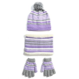 ER Winter Kids Knitted Hat Scarf Gloves 3Pcs Boys Girls Winter Warm Beanie Hat Glove Scarf Set Beanie Neck Warmer Mittens