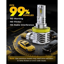 BMT xms H11 H8 H16 Fog Light - Switchback 6500K White/3000K Amber Yellow - Dual Color White Yellow Driving Fog Lights, Pack of 2