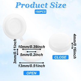 150PCS Plastic Hinged Screw Cover Caps, White Snap-On Caps, Shutter Screws with Cap, Washer Flip Protection, Flip Tops for Screw Protection, Suitable for #6, #8 and #10 Screws (Metric M3, M4, M5)