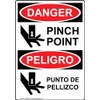 ComplianceSigns.com Danger Pinch Point English + Spanish OSHA Safety Label