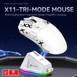 ATTACK SHARK X11 Lightweight Gaming Mouse PAW3311 Optical Sensor 5 programmable Buttons for PC/Mac White&Sticker
