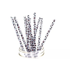 Astor Reusable Plastic Straws, BPA Free, Leopard Print ,  Dishwasher Safe