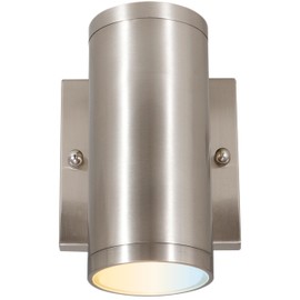 Sunlite 6-Inch LED Outdoor Tubular Wall Sconce Light Fixture, 12W, 1000 Lmns, Color Selectable 30K/40K/50K, Dimmable, ETL Listed, Up or Down Wall Mount, Brushed Nickel, Residential, Commercial Use