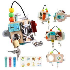 Busy Board Baby Busy Activity Cube|15-in-1 Fidget Cube Stresswürfel Tragbares Anti Stress Spielzeug, Aktivitäts Würfel Spielzeug, Motorikwürfel Montessori Lernspielzeug für Kleinkinder ab 3 Jahren