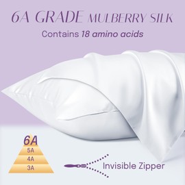 OLESILK Silk Cushion Cover Hair and Skin Care with Zip 16 Momme 1 Piece White 80 x 80 cm