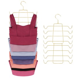 ZEDODIER Tank Top Hanger, Space Saving Bra Hamgers, Non-Slip Hanging Sport Bras Holder, Closet Organizers and Storage for Camisoles Tank Tops Bras Ties Swimsuits Strappy Dress, Gold