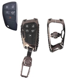 Voodonala for Chevrolet Heavy Duty Zinc Alloy Key Fob Cover, 5-Button Key Fob Shell with Glow-in-The-Dark Silicone Lining Key Armor for Silverado, GMC Sierra, Buick Envision