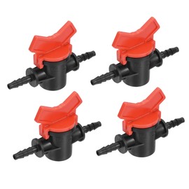 sourcing map Ball Valve 1/4" Barb Connector Shut Off Switch Plastic for Irrigation Drip Tube 4 Pack