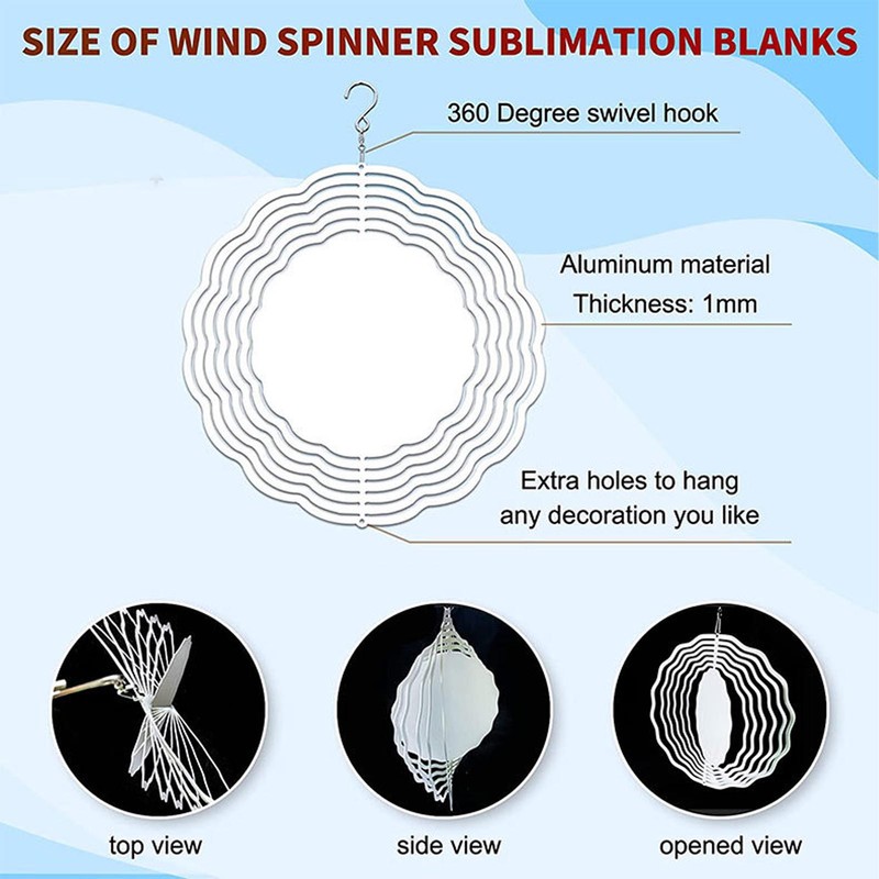 Sublimation Wind Chime Aluminum DIY Blank Wind Turntable for Outdoor