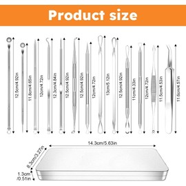 Blackhead Remover Comedone Extractor,15 Pcs Professional Stainless Steel Blackhead Remover Comedone Extractor Tools with Metal Case,Pimple Popper Tool Kit for Blackheads, Blemish, Comdone, Acne