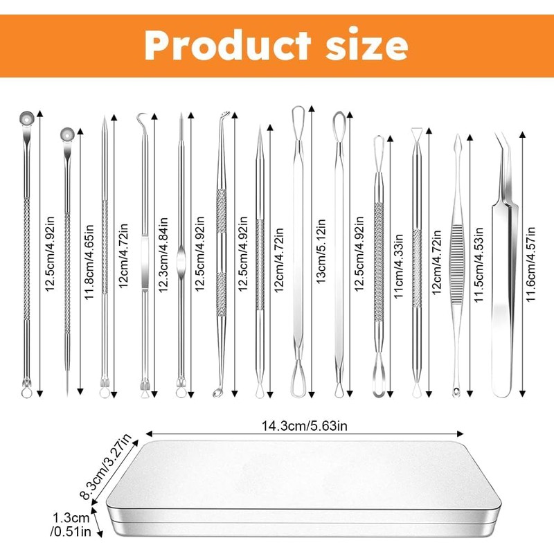 Blackhead Remover Comedone Extractor,15 Pcs Professional Stainless Steel Blackhead Remover