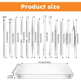 Blackhead Remover Comedone Extractor,15 Pcs Professional Stainless Steel Blackhead Remover Comedone Extractor Tools with Metal Case,Pimple Popper Tool Kit for Blackheads, Blemish, Comdone, Acne