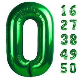 40 Inch Balloon Number 0 Green, Large Foil Green Number Balloons 0 for Girls Women, Digital 0 Helium Balloons for Baby Girls 12 20 21st Birthday Graduation Princess Party Decorations