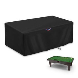 POMER Billiard Pool Table Cover,Pool Table Cover 8 ft Waterproof with Handles Drawstring, Black