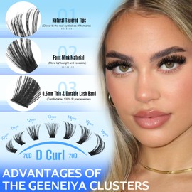 Geeneiya Geeneiya Wispy Lash Clusters Kit 70D+90D Lash Extension Kit 10-18mm Natural Cluster Eyelash Extensions Kit Individual Lashes with Waterproof Lash Bond and Seal Glue, Lash Tweezers (300PCS)