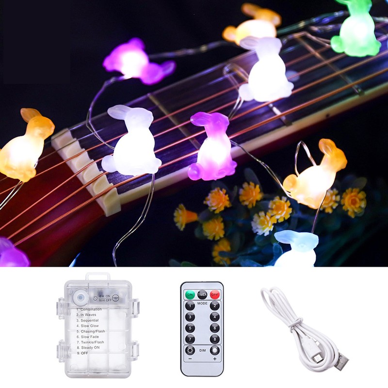 Bunny String Lights Easter Decoration Battery Operated Bunny Lamp Waterproof