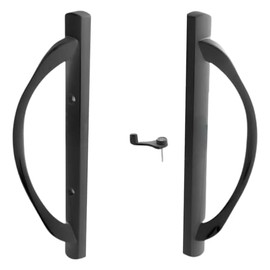 Contemporary Sliding Glass Door Amesbury Truth Handle Replacement Set | Patio Glass Doors Handle Lock Set | Repair and Replace Horizontal Sliding Door Handle Mortise Type, 3-15/16" Screw Holes - Black