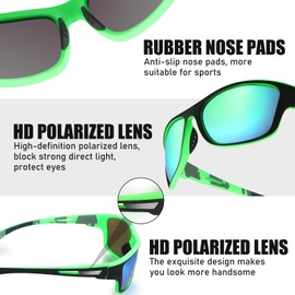 TOODOO 4 Pairs Men Polarized Sunglasses with UV Protection Driving Glasses Sports for Sport Outdoor Activities (Green)