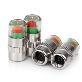 Mechanical Tire Pressure Indicator Valve Caps for Car Tire Checks – 4-Piece External Visual Pressure Monitoring Accessory Set