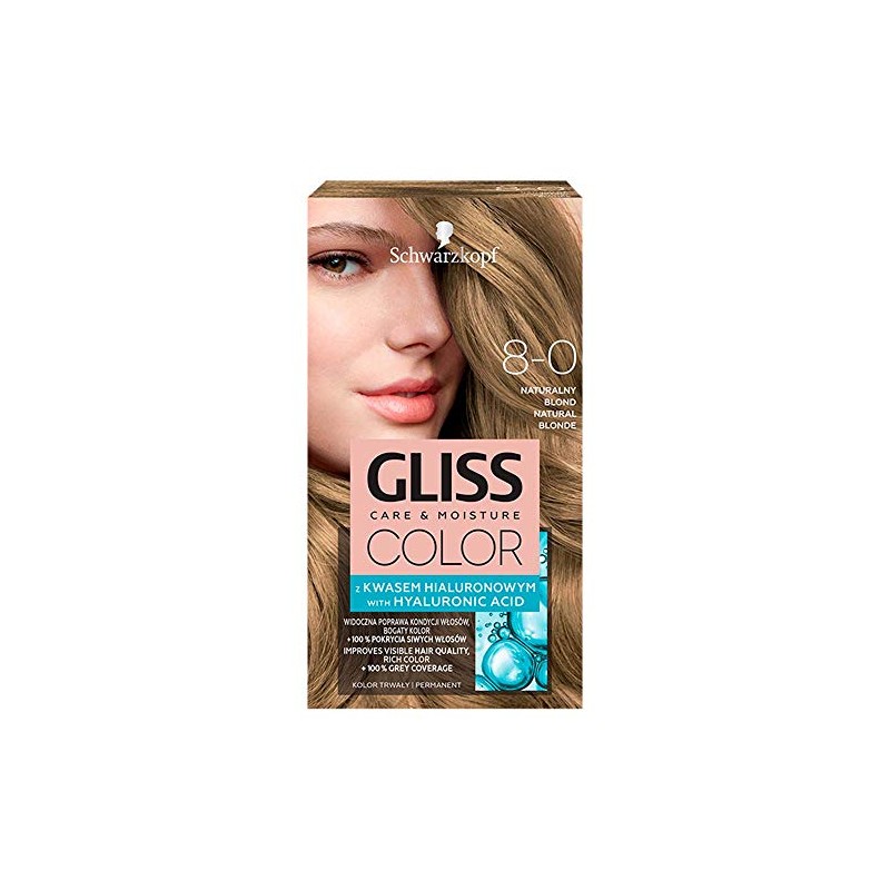 Schwarzkopf Gliss Color Hair Colour Cream 8-0 Natural Blonde 142ml