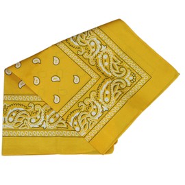 Kirakira Punpun Round Bandana, Large Paisley Pattern, Triangle Fabric, Approx. 21.3 x 21.3 inches (54 x 54 cm), Handkerchief, yellow