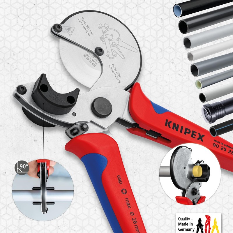KNIPEX Pipe Cutter for Composite and Plastic Pipes with Multi-Component