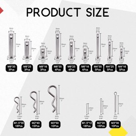 Hilitchi 122Pcs 304 Stainless Steel Clevis Pin and Clips Assortment Kit, Including 9 Styles M4 M6 M8 Single Hole Clevis Pin Zinc Plated Steel Cotter Pin & R Clips Spring Retaining Hair Pins