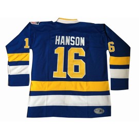 Hanson Brothers Hockey Jersey 16 Charlestown Chiefs 17 Jeff Slap Shot 18 Movie Hockey Jersey Blue White S-3XL (16 Blue, Large)