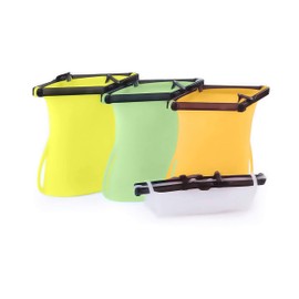 Reusable Silicone Food Storage Dishwasher Safe Food Bags Stand-Up Easy Dry (4 x 33 Oz) Microwave Freezer Bag