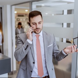 Mantieqingway Mens Skinny Ties,2.56" Cotton Neckties Striped Plaid Ties for Groom Groomsmen Wedding Party Christmas, Blush Pink, Medium