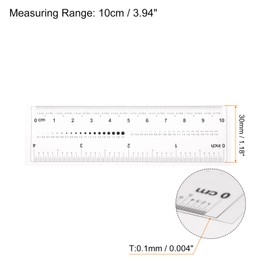 HARFINGTON 2pcs Film Flexible Ruler 4 Inch 0.1mm Scale PET Plastic Folding Straight Ruler Calibration Soft Ruler Measuring Tool for Factory, Transparent