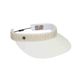 LOEVENICH Women's Cotton Visor with Braided Faux Leather Band - Adjustable Size and Ultra Light, cream, Unit size