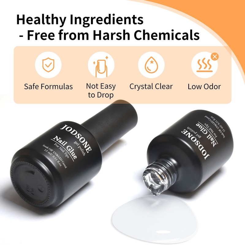 JODSONE 2PCS 15ML Nail Glue Gel for False Nail Tips