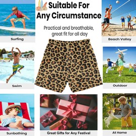 visesunny Leopard Grain Classic Swim Trunks Boys Toddler Bathing Suits for Kids Swimwear Baby Boy Swimsuit Boys Swim Shorts