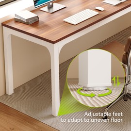 LITTLE TREE 78.7-Inch Ultra Long Double Desk, Writing Gaming Work Computer Two-Person Desk for Home Office, Walnut + White