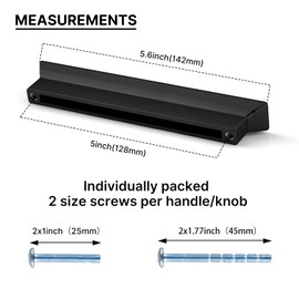 Rergy 10 Pack Ktichen Cabinet Handles Black 5inch Kitchen Dresser Pulls Matte Black Drawer Handles for Bathroom 5inch(128mm) Center to Center