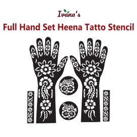 Ivana's Full Hand Mehndi Stencil Design Full Hand Set | Henna Tattoo stencil for Women, Girls and kids | Easy to use in just 4 steps | Mehandi Sticker | (FL-01)