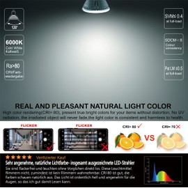 EACLL GU5.3 LED Cool White 6 W Replaces 50 W Halogen MR16 Bulb, Pack of 10, 595 Lumen 6000 K Bulb, AC/DC 12 V Flicker-Free Spotlight, Beam Angle 120 Degree Spot, Non-Dimmable Reflector Lamps
